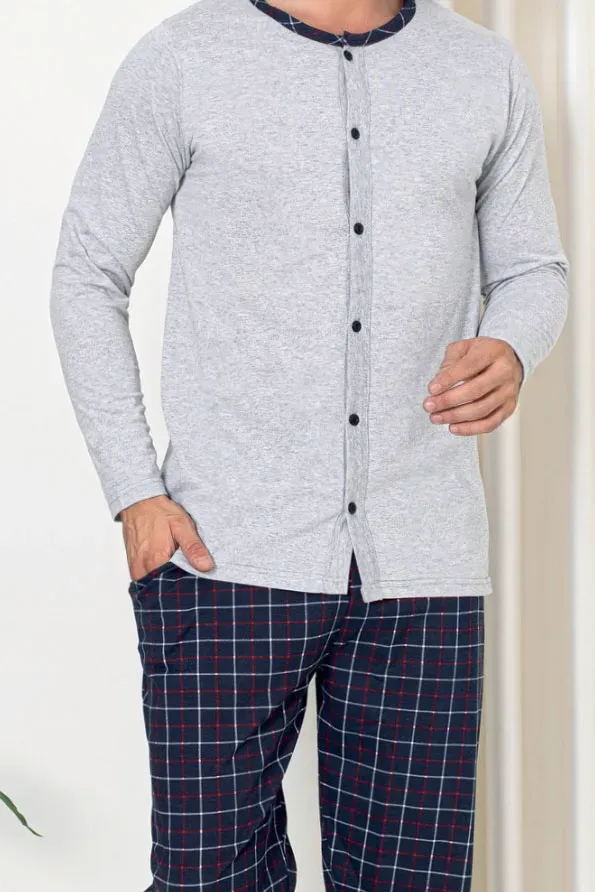 Royalfashion Мъжки памучни пижами с ярък каре