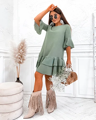 Royalfashion Ленена дамска мини рокля