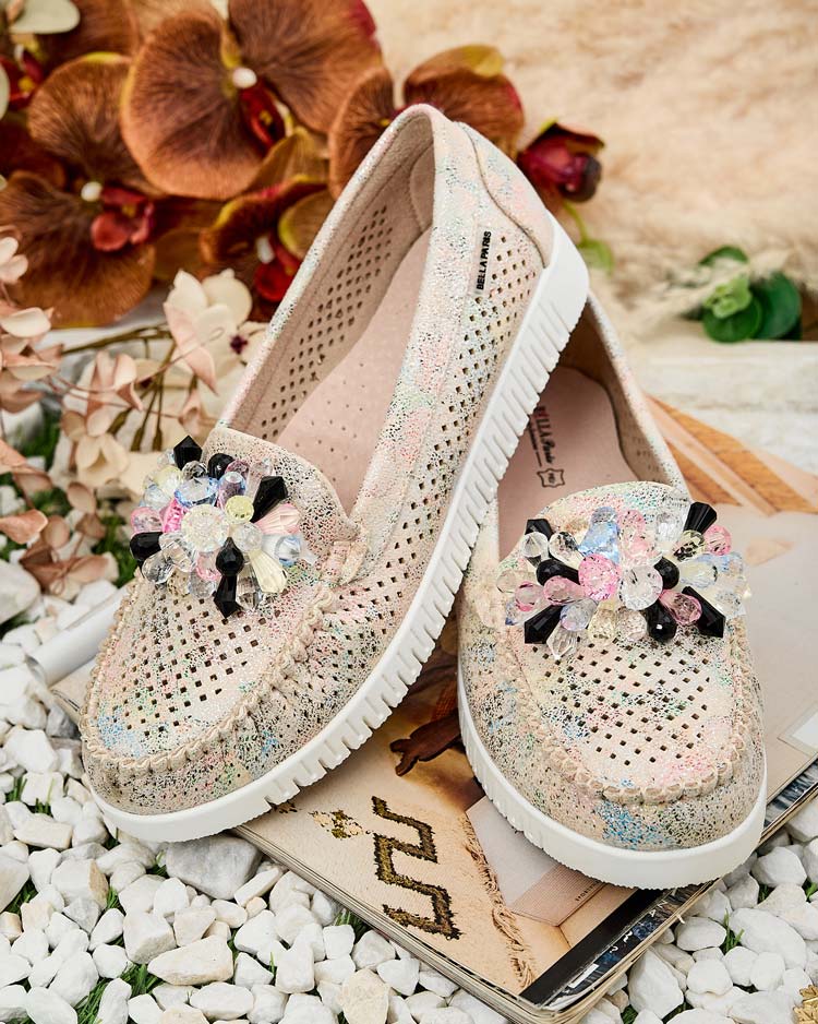 Royalfashion Дамски ажурни мокасини с мъниста Nasfali