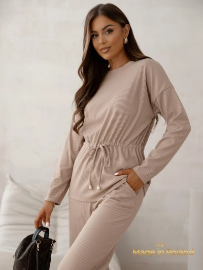 Royalfashion Дамски комплект от памук, в стил плетен, на райета