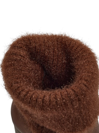 Дамски боти до глезена от еко кожа на ток с плетиво Tirave