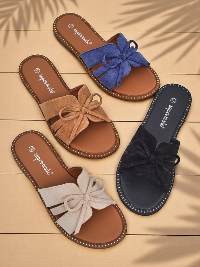 Royalfashion Дамски чехли с равна подметка и панделка Gerber