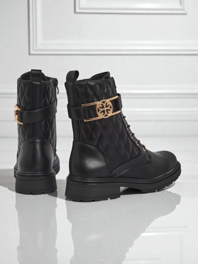 Дамски боти с ефектна капитонирана еко кожа Sable Rose