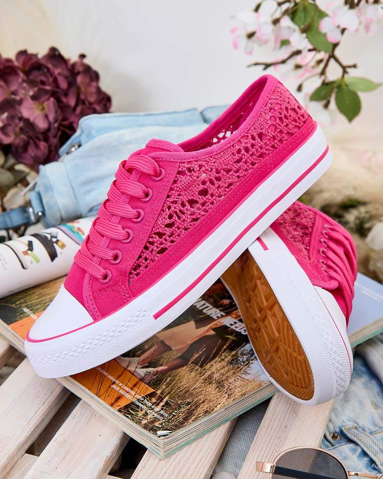 Дамски кецове Callista Fuksja - лека тъкан, равна подметка 2,5 см