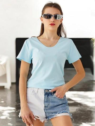 Royalfashion Дамска памучна тениска с дантела на гърба