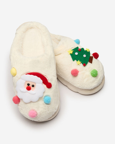 Royalfashion Коледни дамски чехли в бяло Fertemse