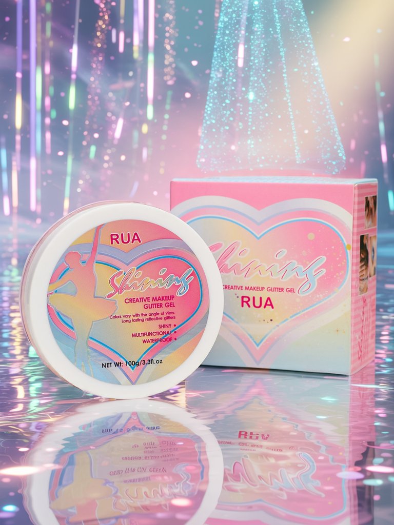 Гел с брокат за декорация на лице в розов цвят