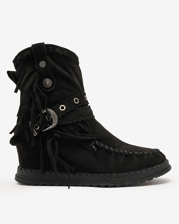 Royalfashion Черни дамски ботуши със скрита котва Dibisa