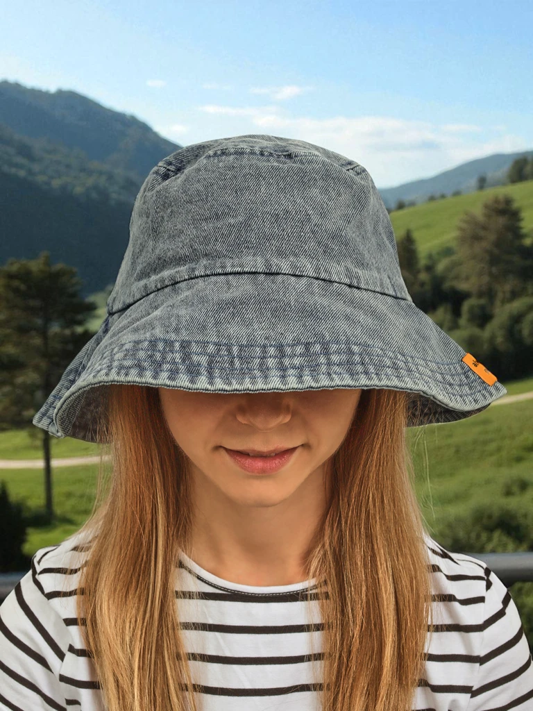 Дамска шапка Athena Denim Look bucket hat от полиестер, удобна