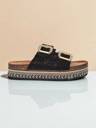 Royalfashion Дамски сандали с катарами с камъни GlamCork