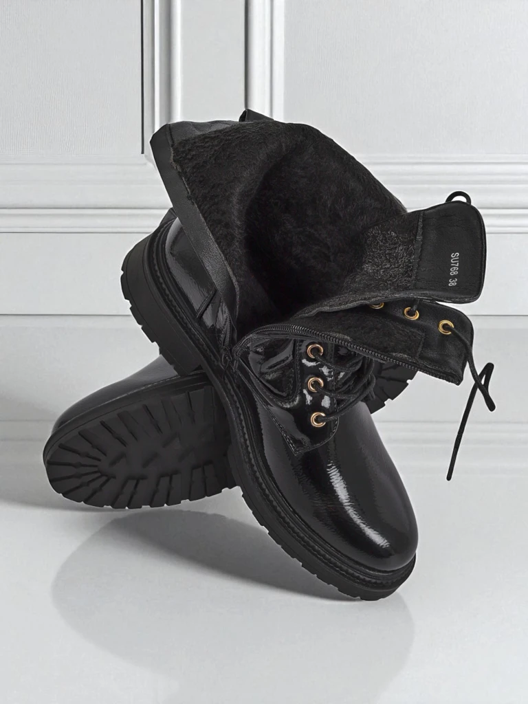 Дамски капитонирани боти от екологична лакирана кожа Opal Verge