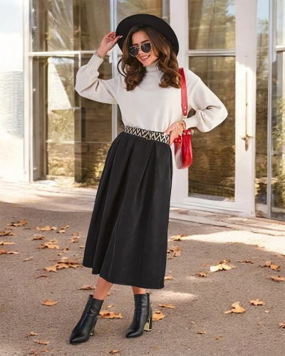 Дамска миди пола Royalfashion a' la corduroy