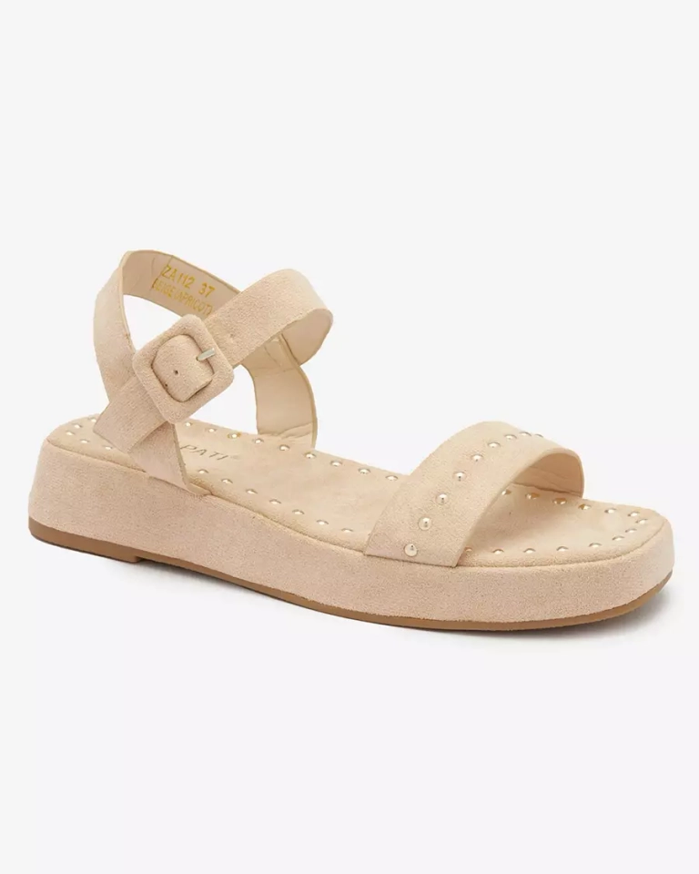 Бежови дамски сандали с камъни Franssia - Обувки