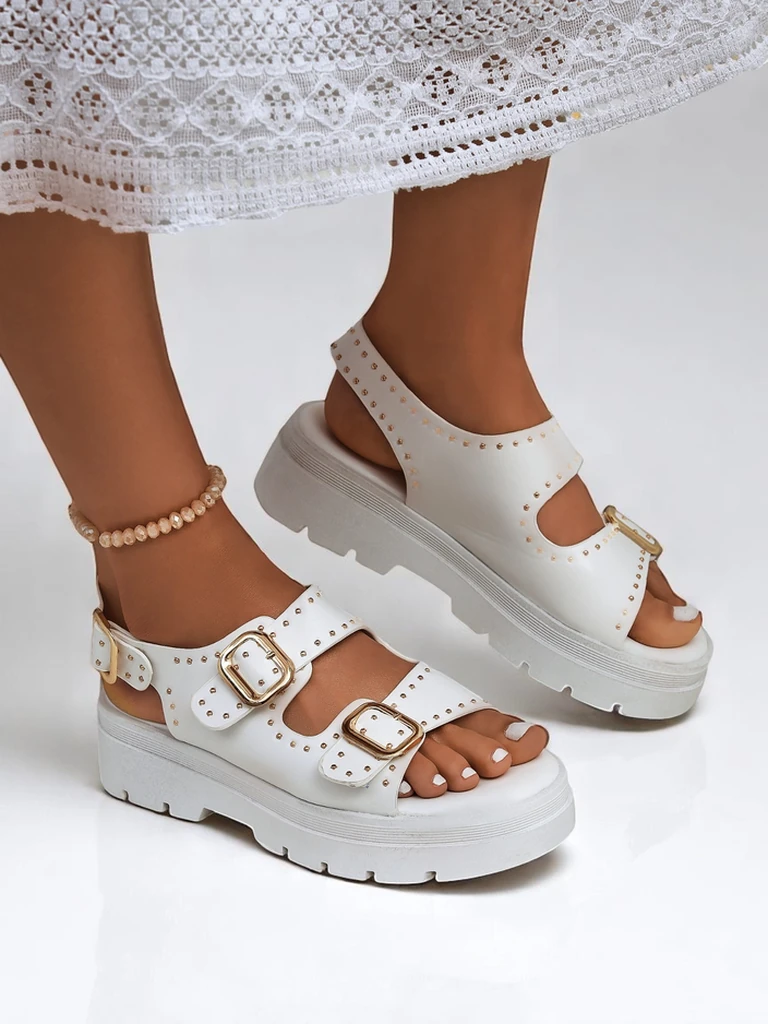 Royalfashion Дамски сандали на дебела подметка с камъчета Rocky Chic