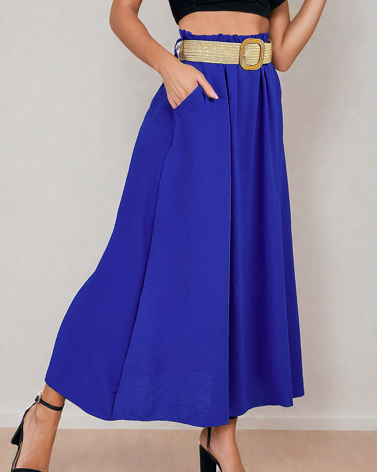 Royalfashion Дамска миди пола с колан