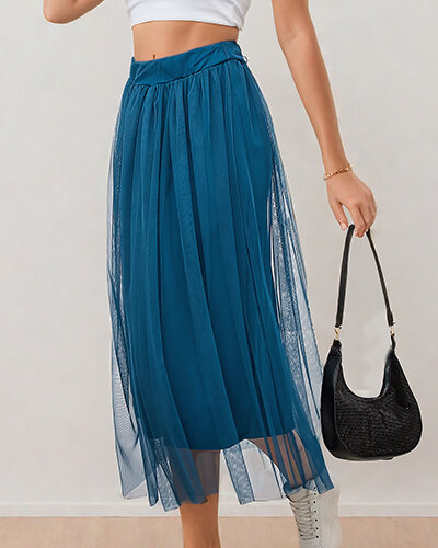 Royalfashion Дамска двупластова миди пола