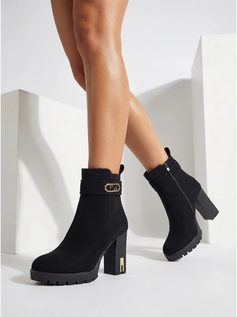 Дамски боти от еко велур на ток Tovia