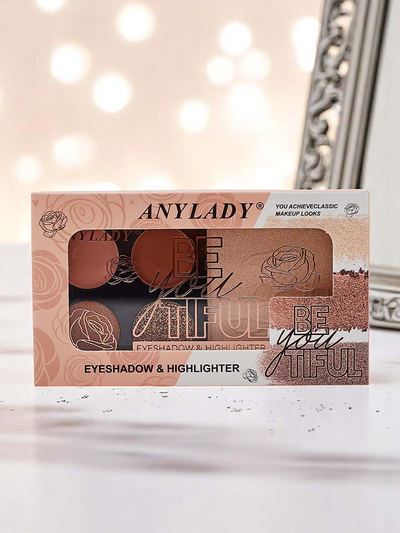 Палитра от 4 сенки за очи с блясък и хайлайтър Ruby Glamour