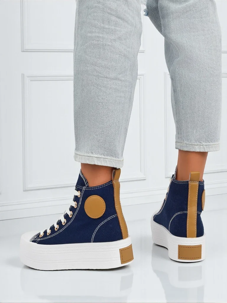 Adelina Capri Тъмносини Дамски Маратонки на Равна Платформа 4,5 см