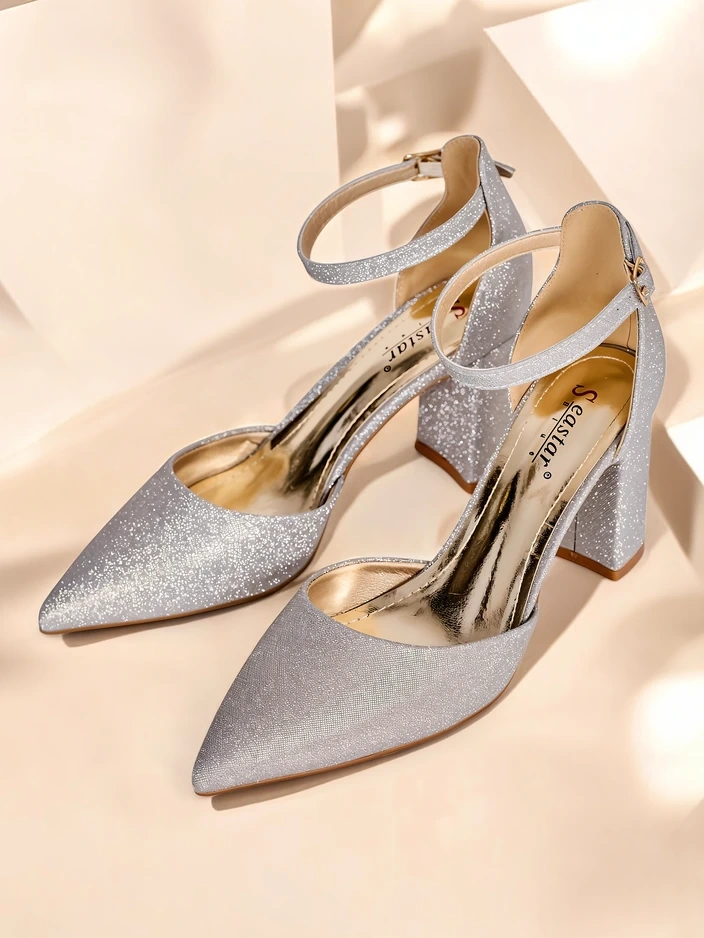 Обувки на токове Royalfashion за жени с блестящи елементи Noratt