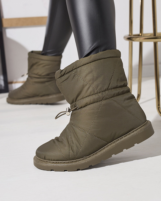 Тъмнозелени дамски изолирани ботуши a'la snow boots Kaliolen - Обувки