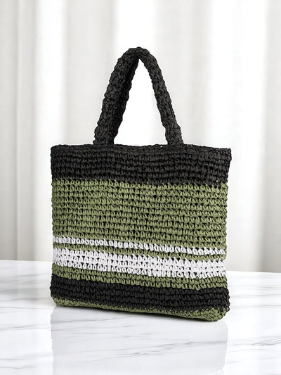 Royalfashion Голяма дамска чанта от слама Paris Stripe