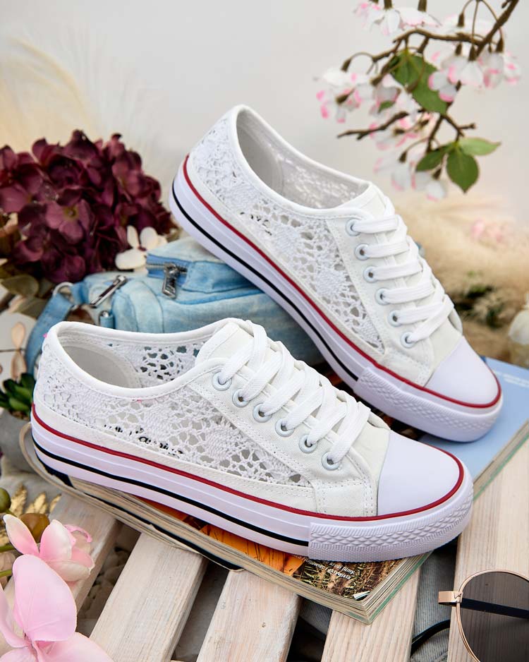 Aurelia Bianco - Ажурни бели кецове Royalfashion от плат, размер 40