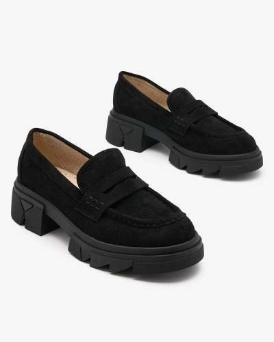 Royalfashion Черни дамски ажурни мокасини Lace Glide