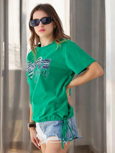 Royalfashion Дамска памучна тениска LOVE с камъни