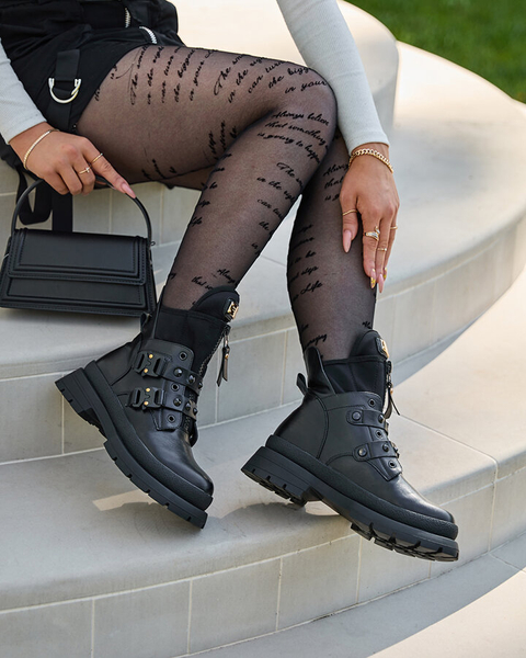 Royalfashion Черни дамски ботуши за багаж, украсени с шипове Dozilda