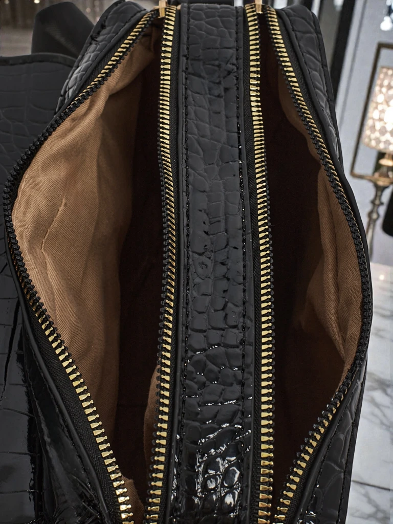 Лакирана малка дамска чанта от еко кожа Lune Mua