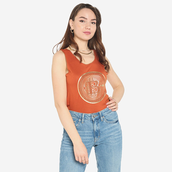 Damski top w kolorze camelowym- Odzież