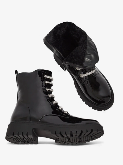 Лакирани дамски боти с връзки Velmini