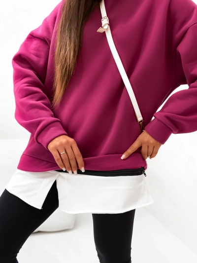 Royalfashion Памучен дамски суичър с подвижна част отдолу