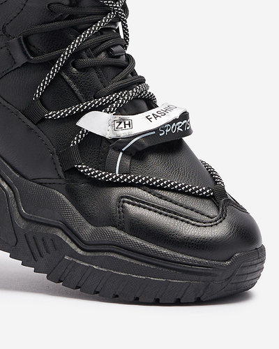 Czarne sneakersy z ociepleniem Pommie - Obuwie