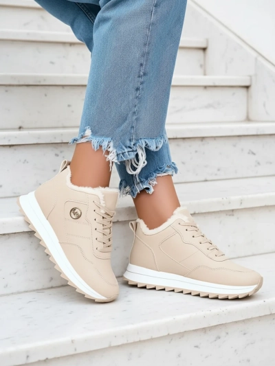 Royalfashion Бежови дамски спортни обувки с топла подплата Lahho