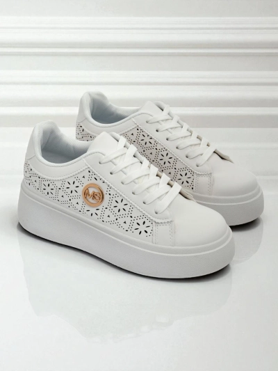 Дамски сникърси Aelia Royalfashion на платформа бели ажурни екрю