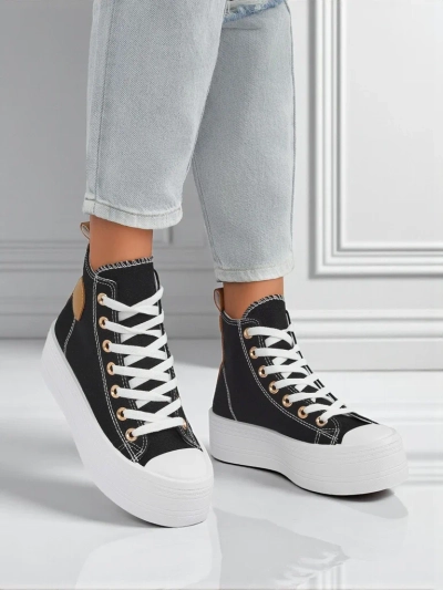 Дамски маратонки Callisto Nero на платформа, плат, черни, лято/есен