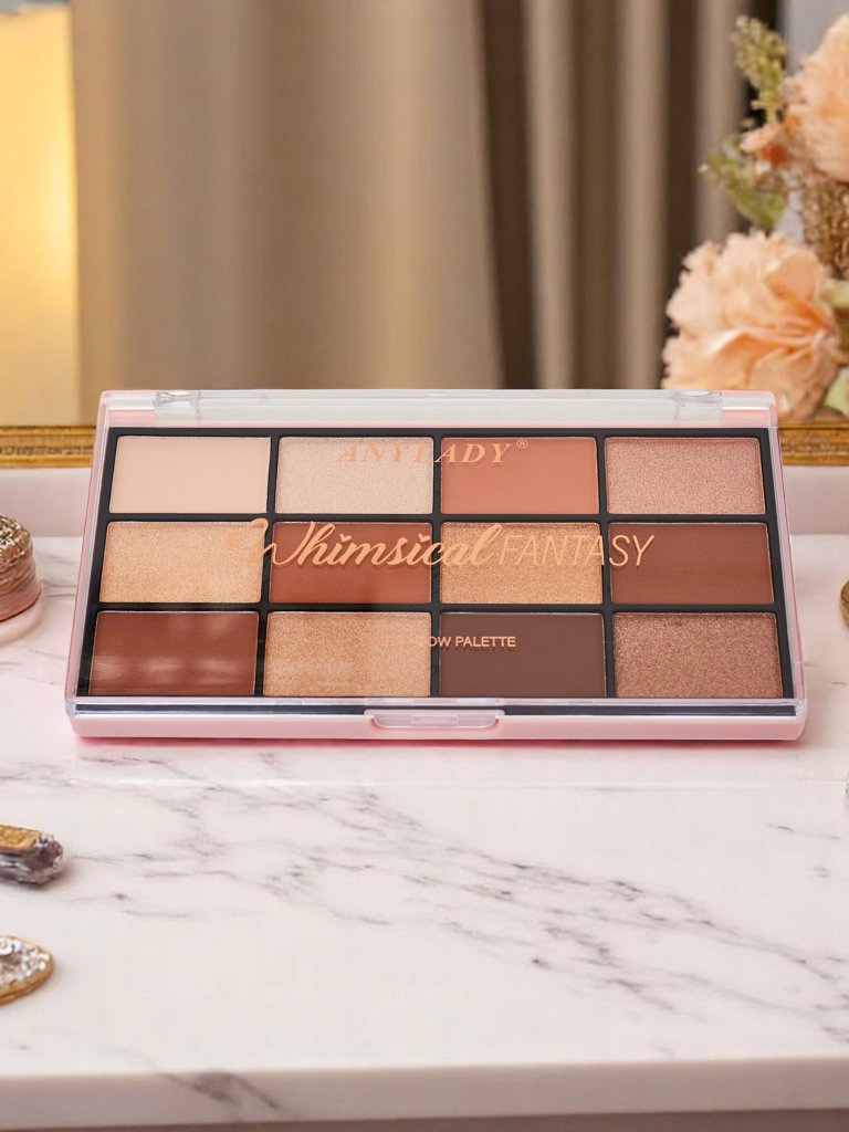 ANYLADY Палитра от 12 сенки за очи с блестящи и матови покрития Golden Chocolate Fudge