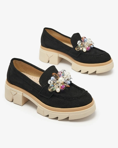 Дамски черни ажурни мокасини Peloga- Footwear