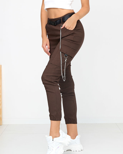 Кафяв изолиран карго панталон с джобове - Облекло