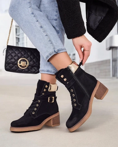 Royalfashion Дамски ботуши с нисък ток Неделин