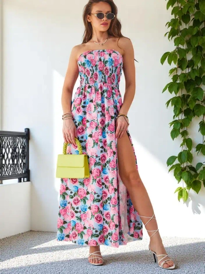 Роялфешън Патренна дамска миди рокля без ръкави, с широк еластичен ластик и цепки по дъното