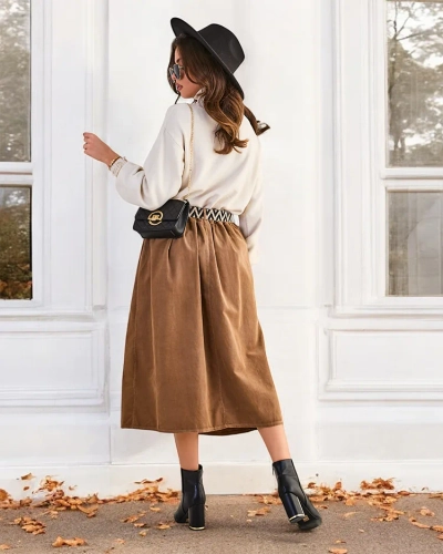 Дамска миди пола Royalfashion от велур