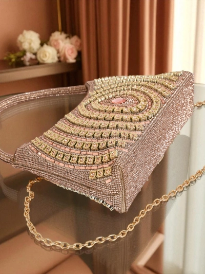 Royalfashion Дамска чанта тип клъч с цирконии Sova Glint