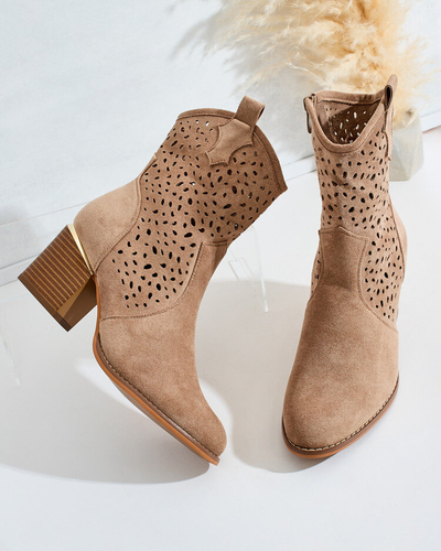 Royalfashion Дамски ажурни ботуши Mozie с нисък ток