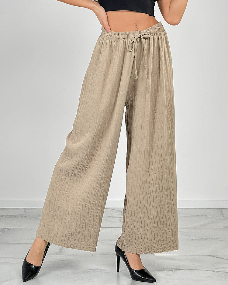 Royalfashion Дамски широки плисирани панталони