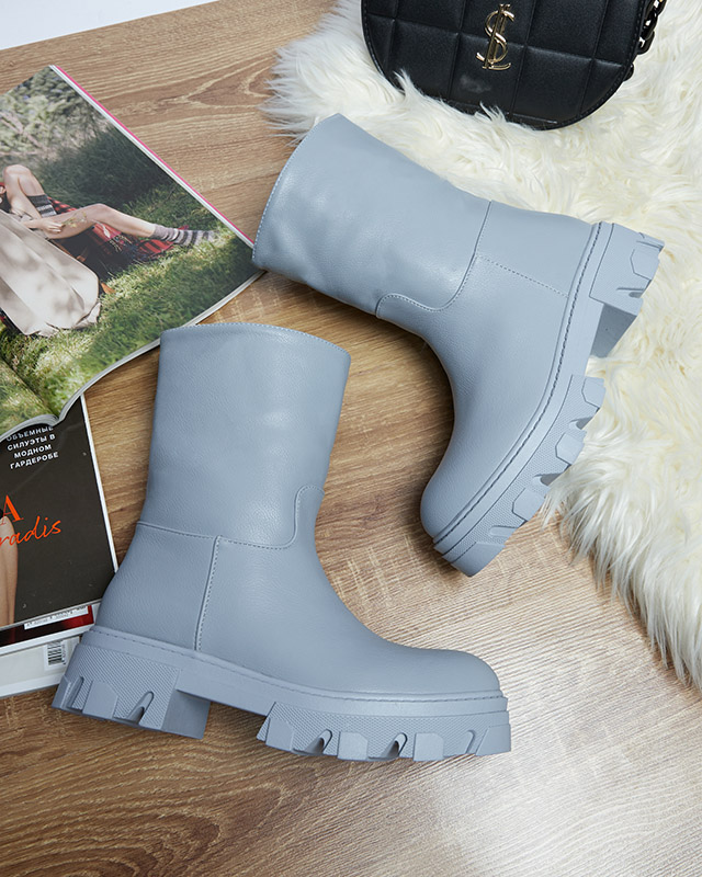 Сини дамски боти с изолация Mekira - Обувки