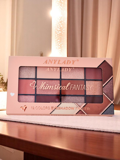 ANYLADY Палитра от 12 сенки за очи с брокатени и матови завършеци Шампанско Руби Гламур