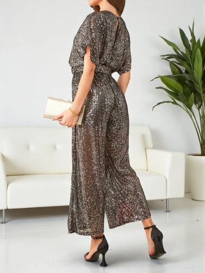 Royalfashion Дълга дамска комбина с пайети